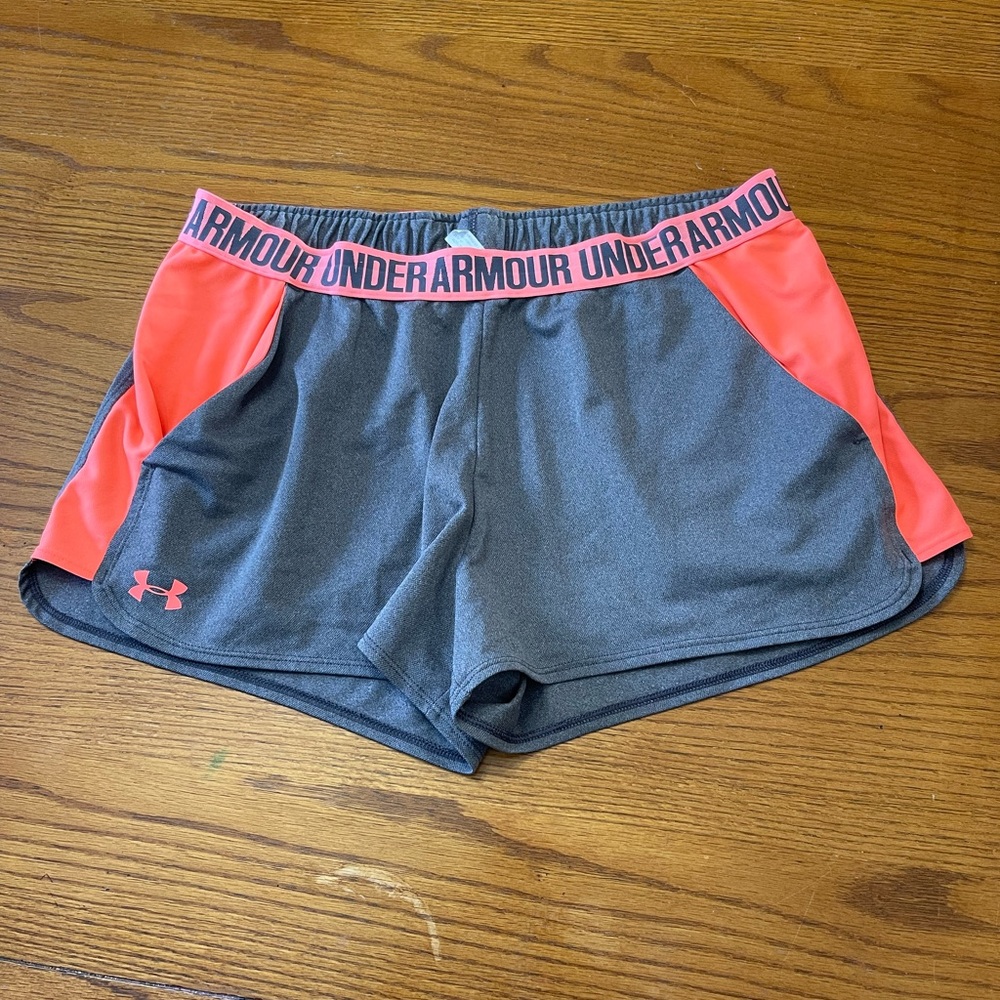 Under Armour Women's Athletic Shorts in Gray and Coral
